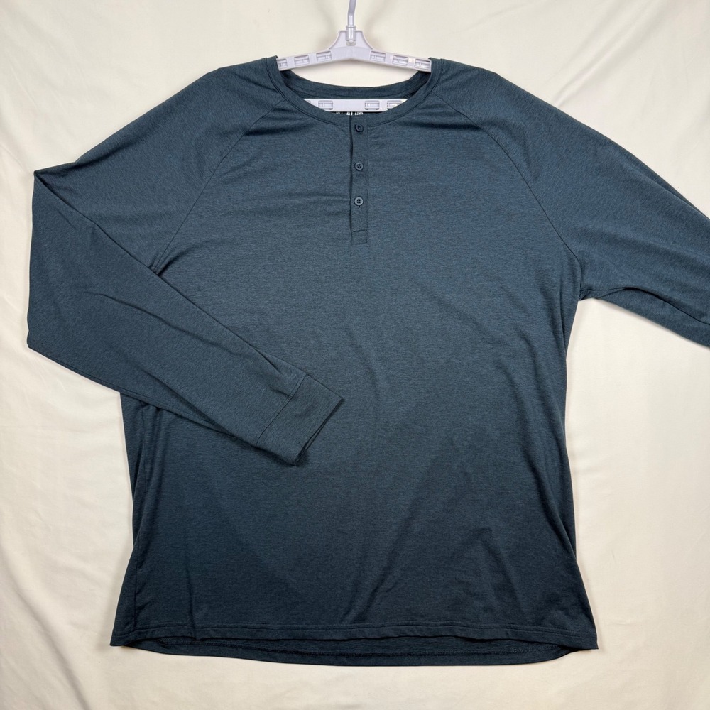 01.Algo Performance Henley Shirt Mens XXL Tall Blue Long Sleeve MGK10002-TL